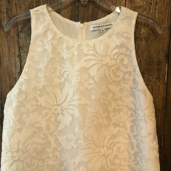 Cupcakes and Cashmere Sz M White Shift Girly Lace Sleeveless Summer Beach Dress - Picture 5 of 9